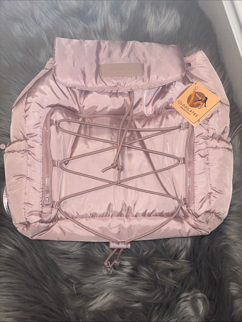 Blogilates Blush Quilted Drawstring Backpack